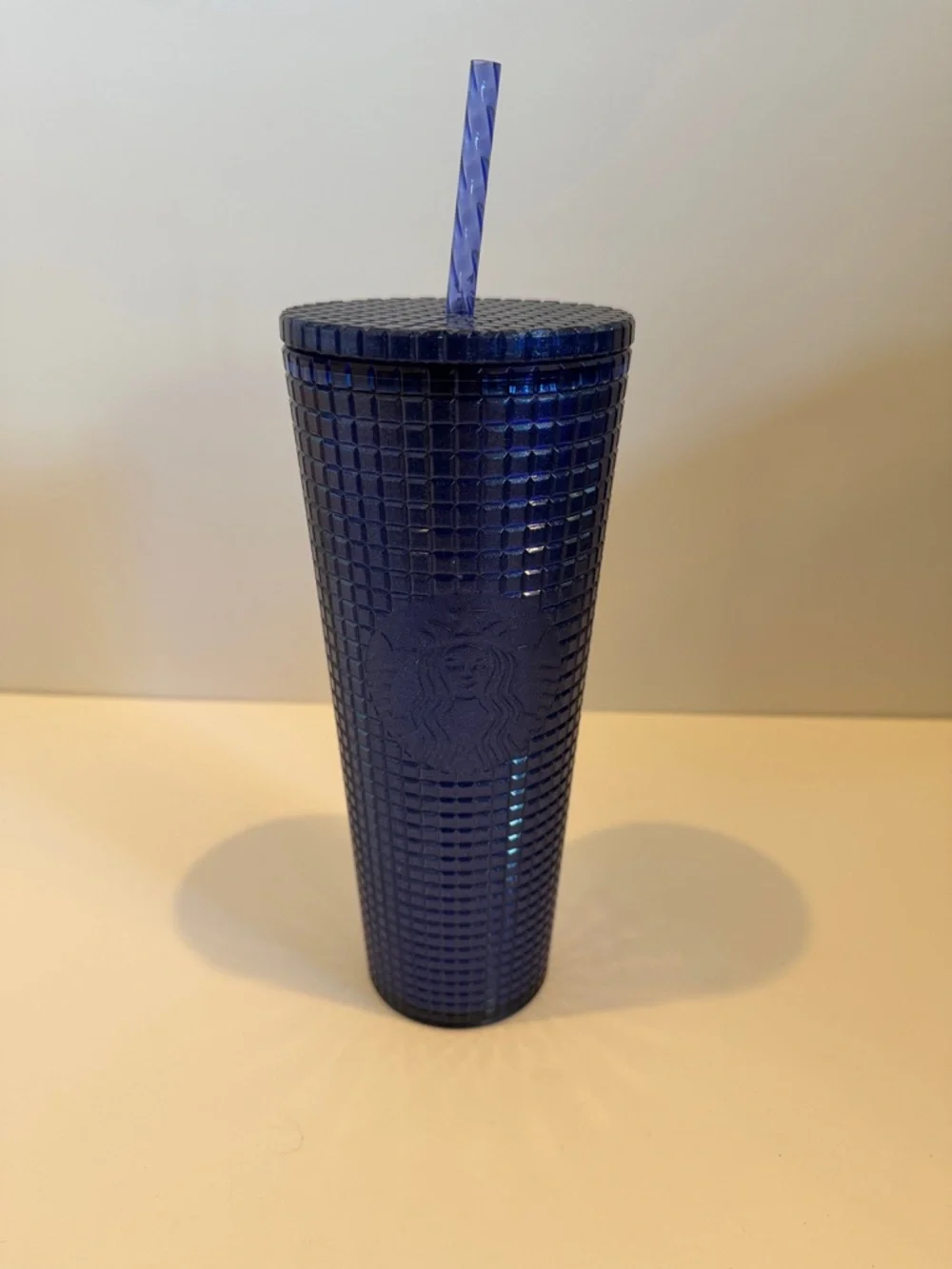 Starbucks Textured Navy Blue Studded Cold Cup with Straw NWT